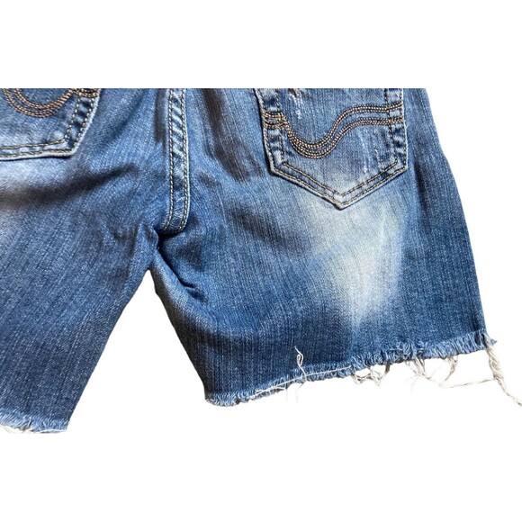 machine nouvelle mode distressed blue denim stretchy shorts M cotton beach boho - Picture 14 of 15